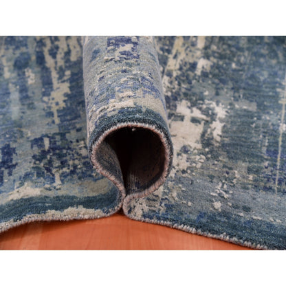 Modern and Contemporary Wool & Silk Hand Knotted Rug Blue No Border 11.11X12.0 -O075333
