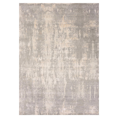 Modern and Contemporary Wool & Silk Hand Knotted Rug Grey No Border 10.0X14.1 -O075334