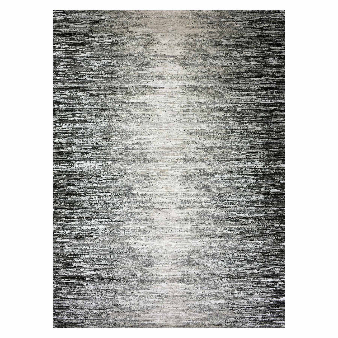 Modern and Contemporary Wool & Silk Hand Knotted Rug Black No Border 9.10X14.0 -O075335