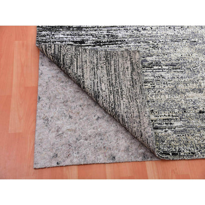 Modern and Contemporary Wool & Silk Hand Knotted Rug Black No Border 9.10X14.0 -O075335