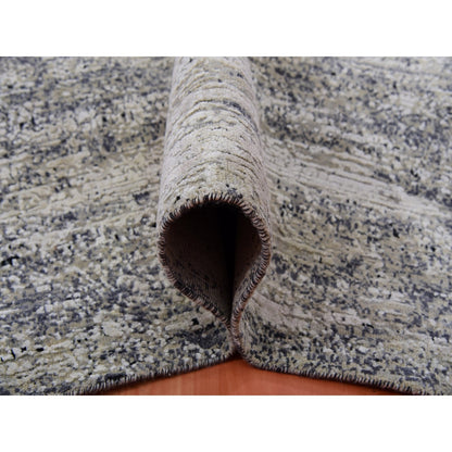 Modern and Contemporary Wool & Silk Hand Knotted Rug Black No Border 9.10X14.0 -O075335