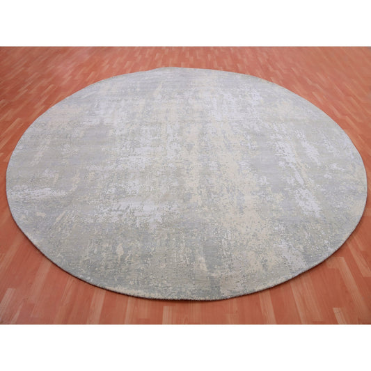 Modern and Contemporary Wool & Silk Hand Knotted Rug Grey No Border 11.11X12.0 -O075336