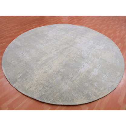 Modern and Contemporary Wool & Silk Hand Knotted Rug Grey No Border 11.11X12.0 -O075336