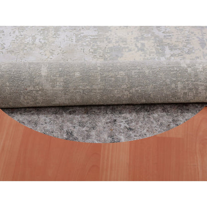 Modern and Contemporary Wool & Silk Hand Knotted Rug Grey No Border 11.11X12.0 -O075336