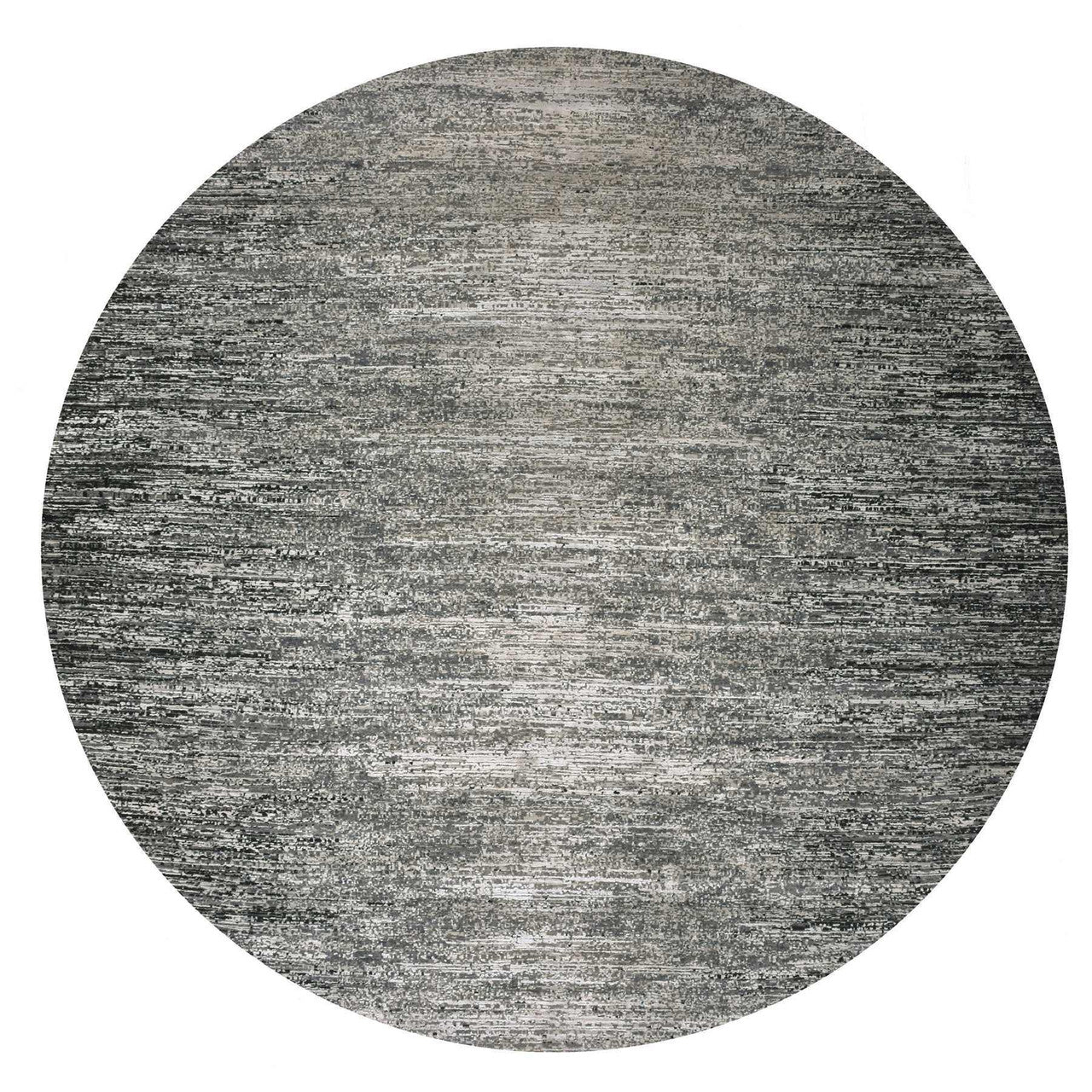 Black 11'11" x 12'0" Modern and Contemporary Hand knotted Wool/Silk Rug - Sku: O075337