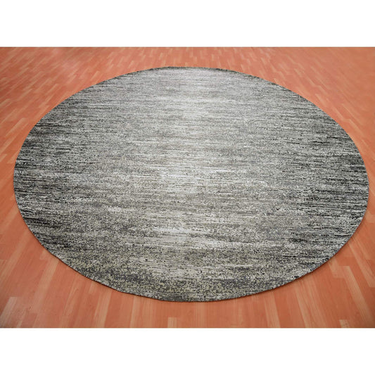 Modern and Contemporary Wool & Silk Hand Knotted Rug Black No Border 11.11X12.0 -O075337