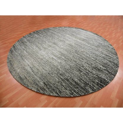 Modern and Contemporary Wool & Silk Hand Knotted Rug Black No Border 11.11X12.0 -O075337