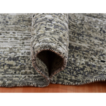 Modern and Contemporary Wool & Silk Hand Knotted Rug Black No Border 11.11X12.0 -O075337