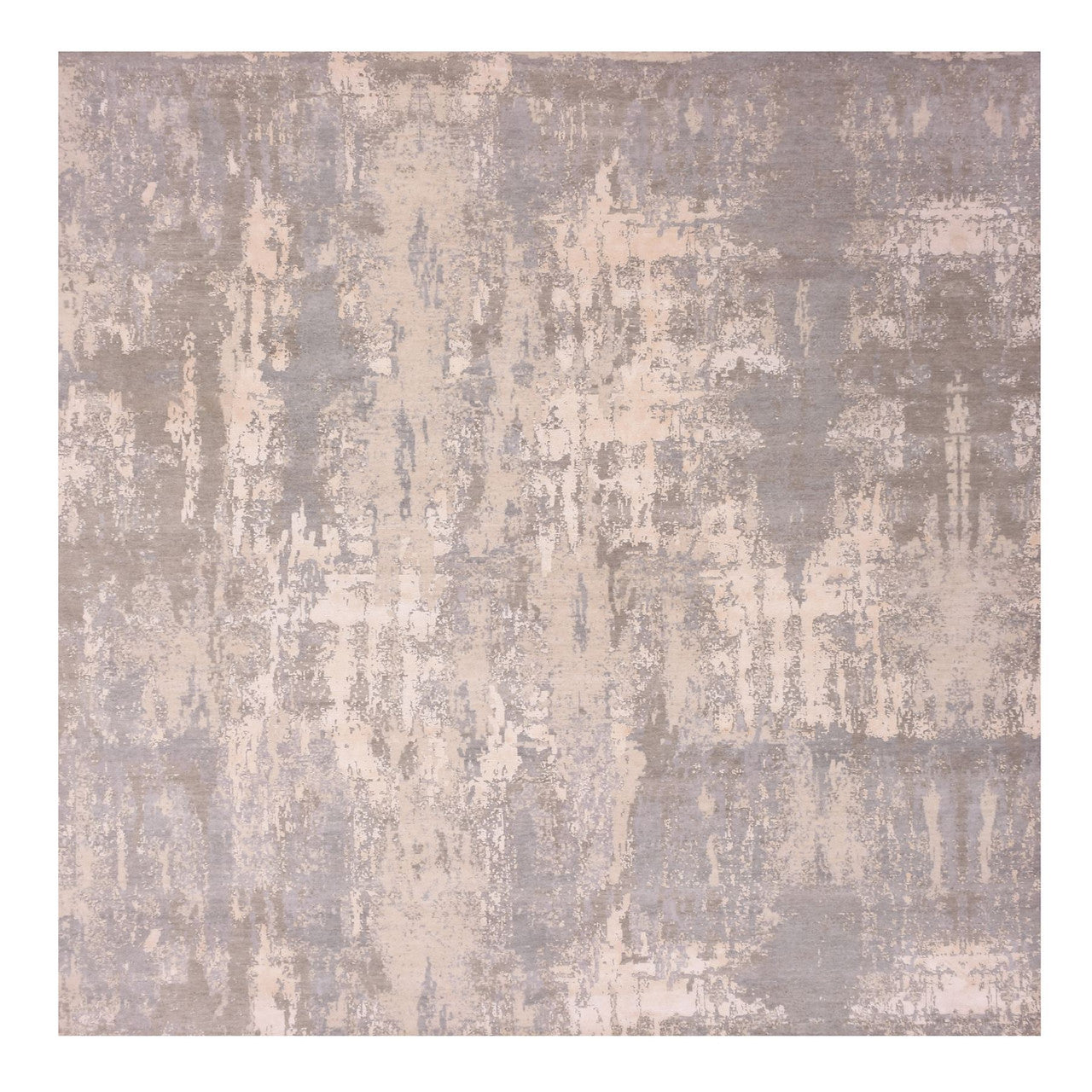 Gray 10'0" x 10'3" Modern and Contemporary Hand knotted Wool/Silk Rug - Sku: O075339