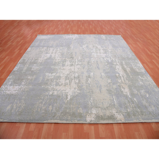 Modern and Contemporary Wool & Silk Hand Knotted Rug Grey No Border 10.0X10.3 -O075339