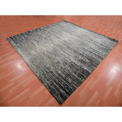 Modern and Contemporary Wool & Silk Hand Knotted Rug Grey No Border 10.1X10.1 -O075340
