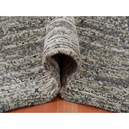 Modern and Contemporary Wool & Silk Hand Knotted Rug Grey No Border 10.1X10.1 -O075340