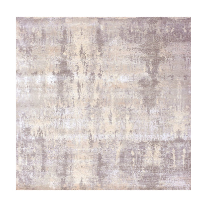 Modern and Contemporary Wool & Silk Hand Knotted Rug Grey No Border 8.1X8.2 -O075343