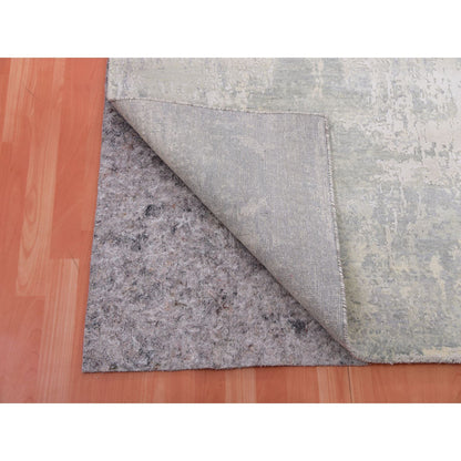 Modern and Contemporary Wool & Silk Hand Knotted Rug Grey No Border 8.1X8.2 -O075343