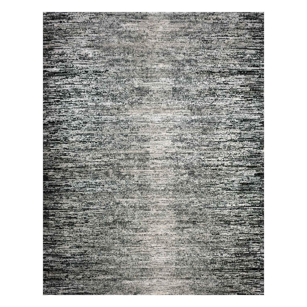 Black 7'11" x 10'3" Modern and Contemporary Hand knotted Wool/Silk Rug - Sku: O075344