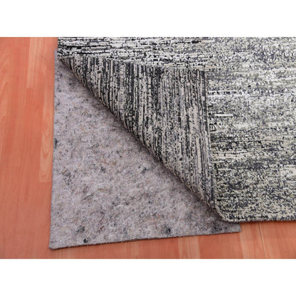 Modern and Contemporary Wool & Silk Hand Knotted Rug Black No Border 7.11X10.3 -O075344