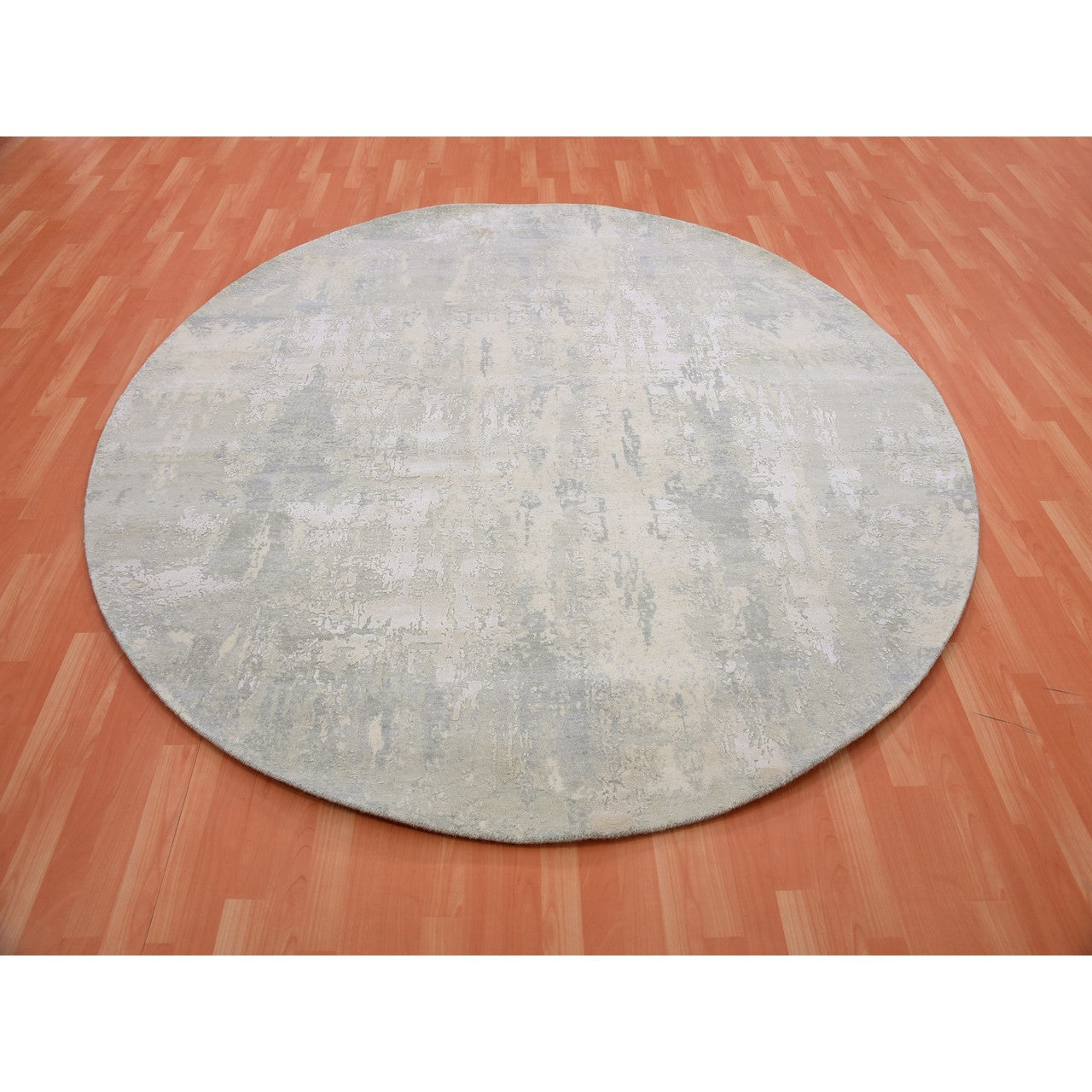 Modern and Contemporary Wool & Silk Hand Knotted Rug Grey No Border 8.2X8.2 -O075345