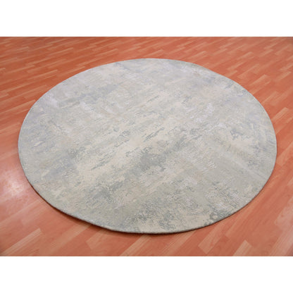Modern and Contemporary Wool & Silk Hand Knotted Rug Grey No Border 8.2X8.2 -O075345