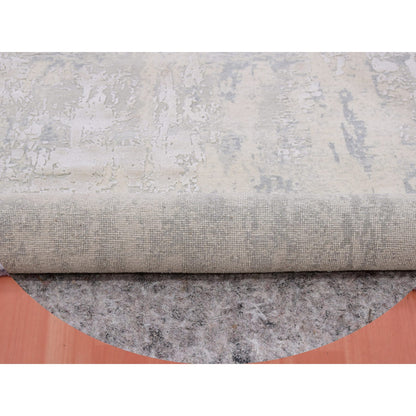 Modern and Contemporary Wool & Silk Hand Knotted Rug Grey No Border 8.2X8.2 -O075345