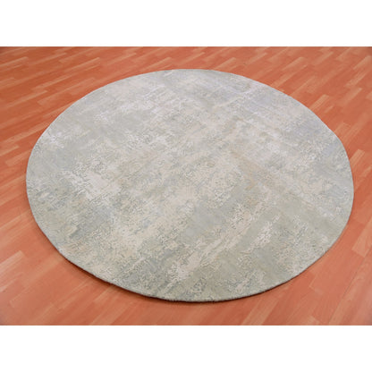 Modern and Contemporary Wool & Silk Hand Knotted Rug Grey No Border 7.1X7.2 -O075346