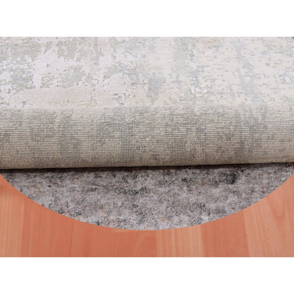 Modern and Contemporary Wool & Silk Hand Knotted Rug Grey No Border 7.1X7.2 -O075346