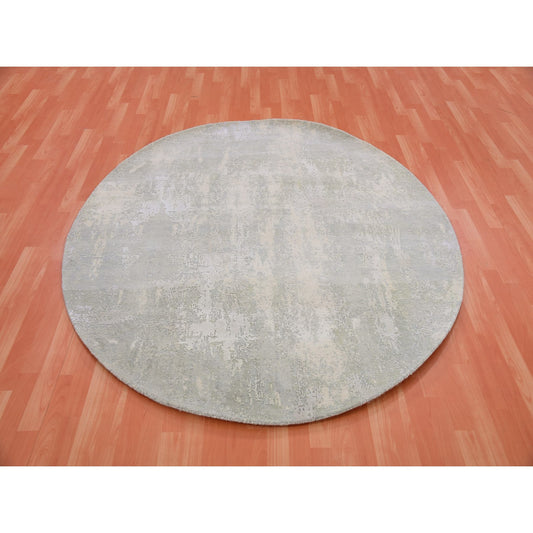 Modern and Contemporary Wool & Silk Hand Knotted Rug Grey No Border 6.2X6.3 -O075347