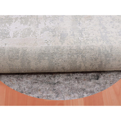 Modern and Contemporary Wool & Silk Hand Knotted Rug Grey No Border 6.2X6.3 -O075347