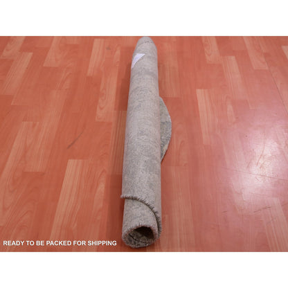 Modern and Contemporary Wool & Silk Hand Knotted Rug Grey No Border 4.0X4.0 -O075349