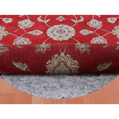 Rajasthan Wool Hand Knotted Rug Red Ivory 7.10X7.11 -O075354