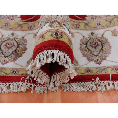 Rajasthan Wool Hand Knotted Rug Red Ivory 7.10X7.11 -O075354
