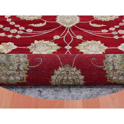 Rajasthan Wool Hand Knotted Rug Red Cream 8.0X8.3 -O075355