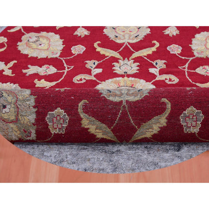 Rajasthan Wool Hand Knotted Rug Red Cream 7.11X7.11 -O075356