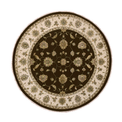 Rajasthan Wool Hand Knotted Rug Brown Ivory 8.2X8.2 -O075357
