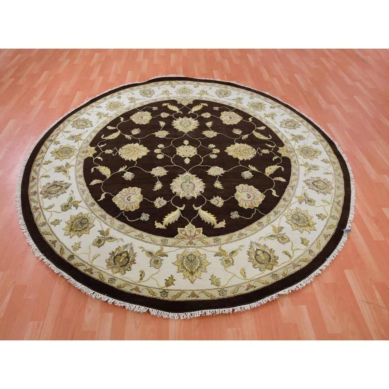 Rajasthan Wool Hand Knotted Rug Brown Ivory 8.2X8.2 -O075357