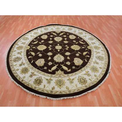 Rajasthan Wool Hand Knotted Rug Brown Ivory 8.2X8.2 -O075357
