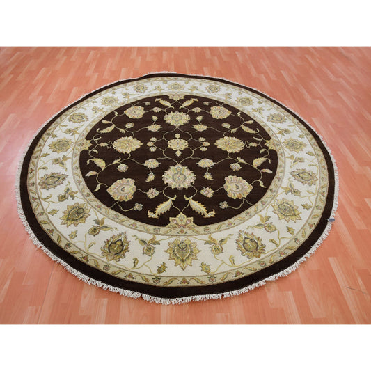 Rajasthan Wool Hand Knotted Rug Brown Ivory 8.2X8.2 -O075357