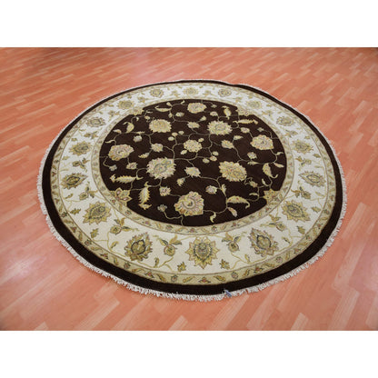 Rajasthan Wool Hand Knotted Rug Brown Ivory 8.2X8.2 -O075357