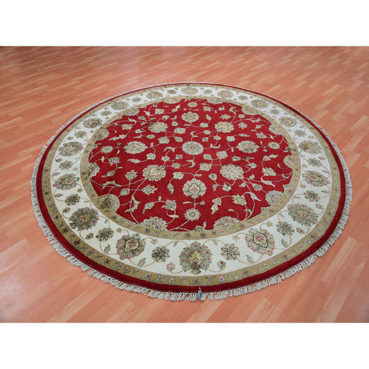 Rajasthan Wool Hand Knotted Rug Red Ivory 8.1X8.2 -O075359