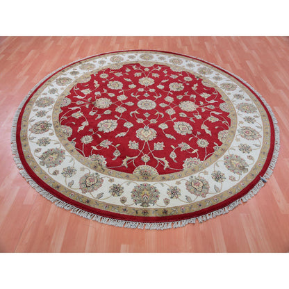 Rajasthan Wool Hand Knotted Rug Red Ivory 8.1X8.2 -O075359