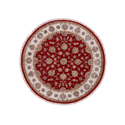 Rajasthan Wool Hand Knotted Rug Red Ivory 6.0X6.1 -O075361