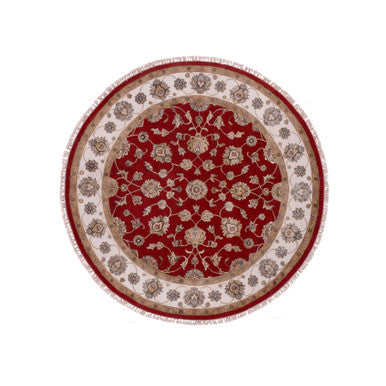 Rajasthan Wool Hand Knotted Rug Red Ivory 6.0X6.1 -O075361