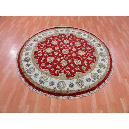 Rajasthan Wool Hand Knotted Rug Red Ivory 6.0X6.1 -O075361