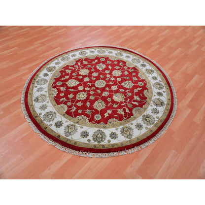 Rajasthan Wool Hand Knotted Rug Red Ivory 6.0X6.1 -O075361