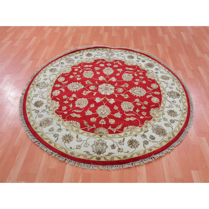 Rajasthan Wool Hand Knotted Rug Red Ivory 6.0X6.0 -O075362