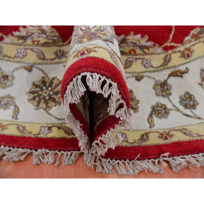 Rajasthan Wool Hand Knotted Rug Red Ivory 6.0X6.0 -O075362