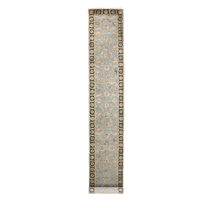 Rajasthan Wool & Silk Hand Knotted Rug Grey Brown 2.7X18.2 -O075366