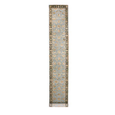 Rajasthan Wool & Silk Hand Knotted Rug Grey Brown 2.7X18.2 -O075366