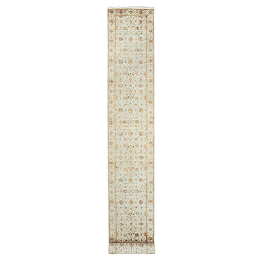 Rajasthan Wool & Silk Hand Knotted Rug Ivory Ivory 2.7X20.7 -O075367