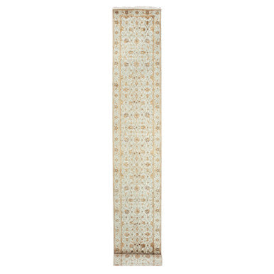 Rajasthan Wool & Silk Hand Knotted Rug Ivory Ivory 2.7X20.7 -O075367