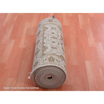 Rajasthan Wool & Silk Hand Knotted Rug Ivory Ivory 2.7X20.7 -O075367